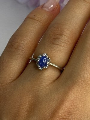 925 Sterling Silver Star Sapphire Ring Size 6.5