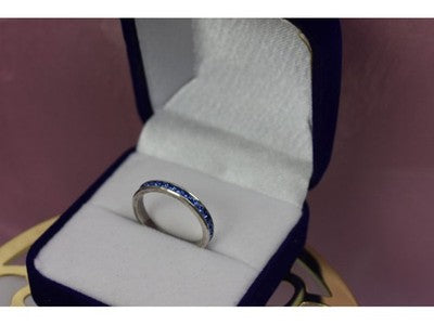 925 Sterling Silver Blue CZ Band Ring Size 6.5