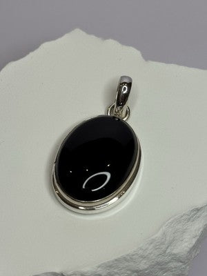 925 Sterling Silver Black Onyx Pendant Length 1.7 Inch