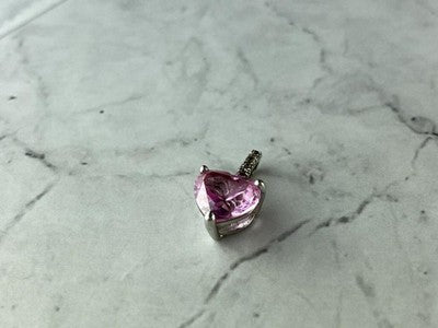 925 Sterling Silver Morganite and CZ "Hearts" Stud Earrings & Pendant Set
