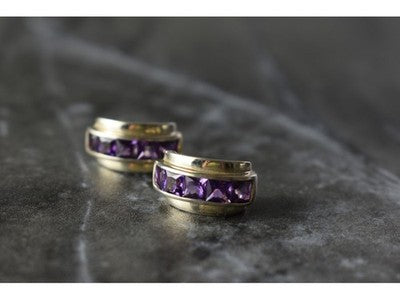 925 Sterling Silver Purple Tourmaline Stud Earrings