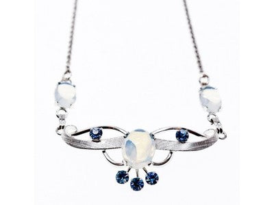 925 Sterling Silver Moonstone & Aquamarine Necklace
