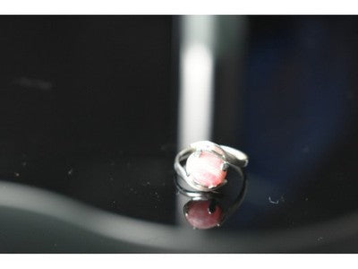 925 Sterling Silver Pink Agate Ring Size 6.5