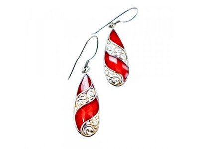 Vintage 925 Sterling Silver Red Jasper Earrings