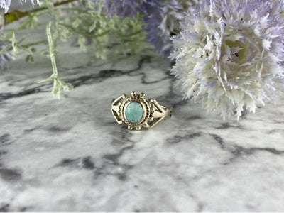 925 Sterling Silver Turquoise Ring Size 9.5