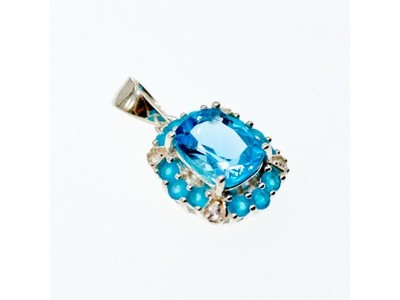 925 Sterling Silver Topaz & Beryl Pendant
