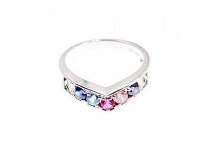 925 Sterling Silver Multicolored CZ Ring Size 6.5