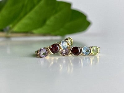 925 Sterling Silver Gold Plated Multi Gemstones Earrings
