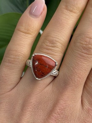 925 Sterling Silver Carnelian Ring Size 7