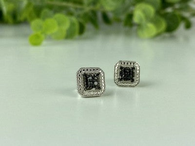 925 Sterling Silver Black Spinel Stud Earrings