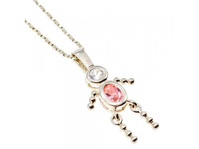 925 Sterling Silver CZ "Funny Man" Chain With Pendant