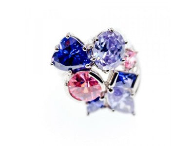 925 Sterling Silver Multicolor CZ Ring Size 6