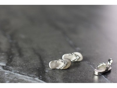 925 Sterling Silver CZ "Flip-Flops" Stud Earrings & Pendant Summer Set