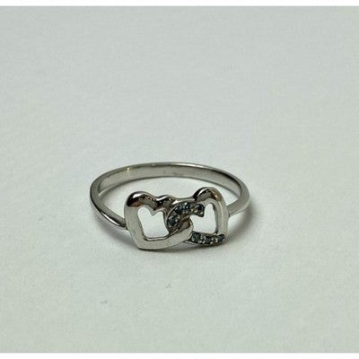925 Sterling Silver Aquamarine "Hearts" Ring Size 7