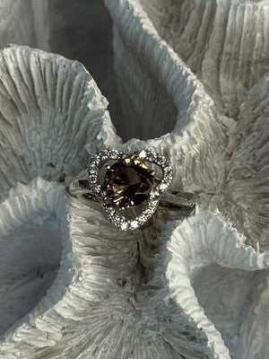 925 Sterling Silver Spinel & CZ Ring Size 7