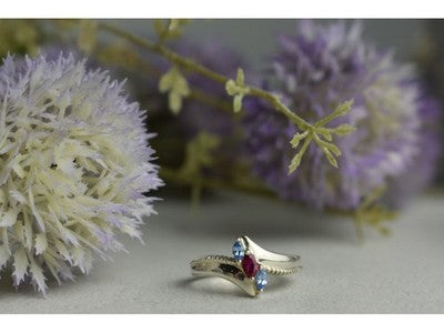 925 Sterling Silver Pink Spinel & Topaz Ring Size 7