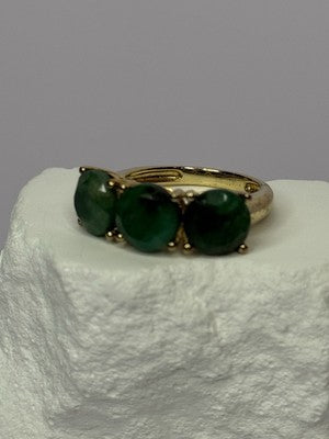 925 Sterling Silver Gold Plated Malachite Ring Size 7