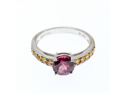 925 Sterling Silver Almandine & Heliodor Ring Size 9