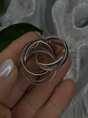 925 Sterling Silver 7 in 1 Interlocking Rolling Ring Size 11