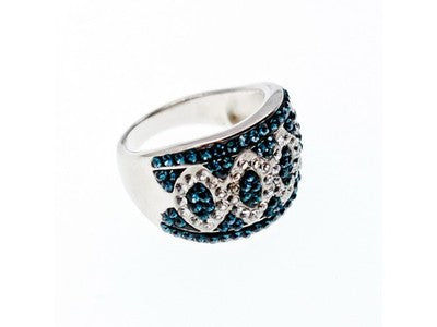 925 Sterling Silver Blue & White CZ Ring Size 7.5