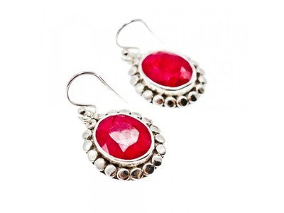 925 Sterling Silver Ruby Earrings