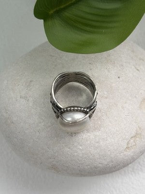 Vintage 925 Sterling Silver Pearl Ring Size 4