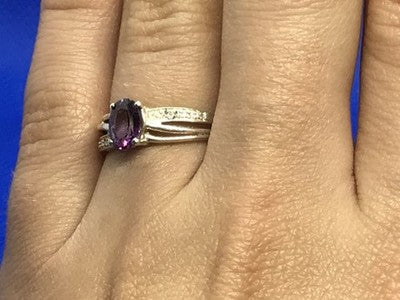 925 Sterling Silver Amethyst Ring Size 7