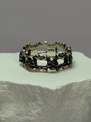 925 Sterling Silver Skull Ring Size 10.5