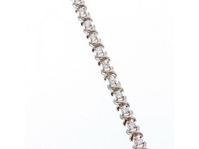 925 Sterling Silver CZ Bracelet Size 8.2 IN