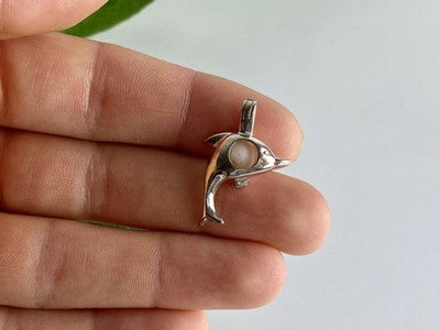 925 Sterling Silver Pearl Dolphin Pendant