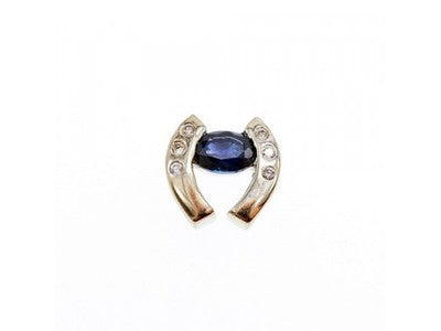 14K White Gold Blue & White Sapphires Horseshoe Pendant
