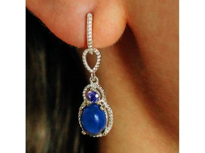 925 Sterling Silver Sodalite & Amethyst Earrings