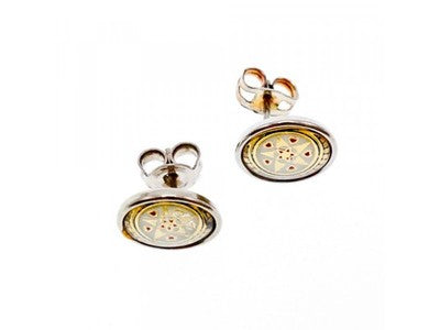 Vintage 925 Sterling Silver Engraving Stud Earrings