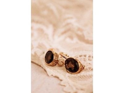 925 Sterling Silver Gold Plated Hessonite Earrings
