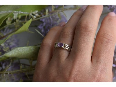 925 Sterling Silver Purple Tourmaline Ring Size 6.5