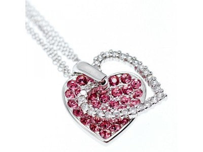 925 Sterling Silver CZ "Heart" Triple Chain With Pendant
