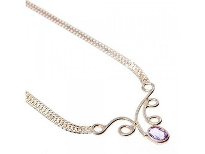 925 Sterling Silver Amethyst Necklace Italy