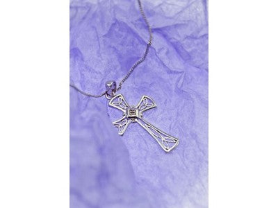 925 Sterling Silver Diamond Chain With Cross