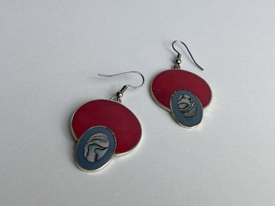 925 Sterling Silver Haliotis & Enamel Earrings