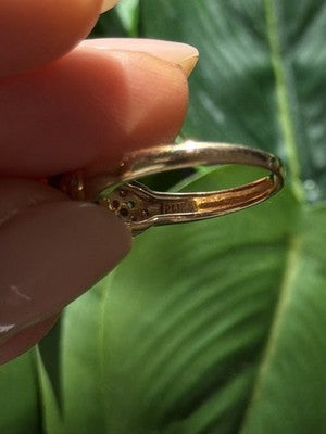 14K Yellow Gold Blue Oval Turquoise & Diamond Ring Size 6