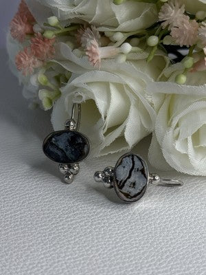 925 Sterling Silver Abalone Earrings Length 1.10 Inch