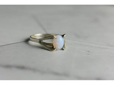 925 Sterling Silver Opal Ring Size 6.5