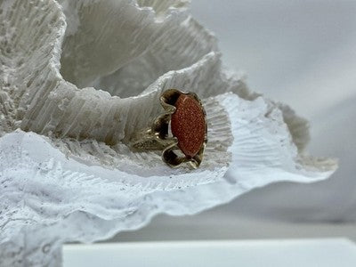 Vintage 925 Sterling Silver Aventurine Ring Size 6