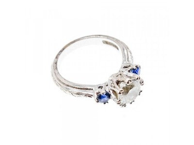 925 Sterling Silver Blue & White CZ Ring Size 6.5