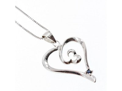 925 Sterling Silver Sapphire "Heart" Chain With Pendant