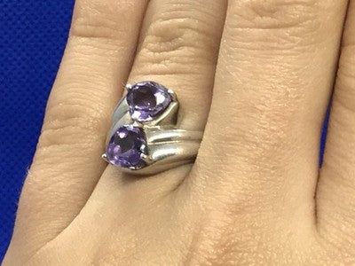 925 Sterling Silver Amethyst Ring Size 6.5
