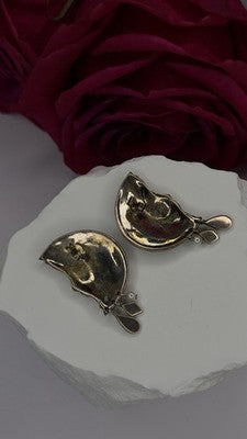 Half Moon Face Design 925 Sterling Silver Marcasite Stones Earrings