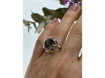 925 Sterling Silver Brown Tourmaline Ring Size 6.5