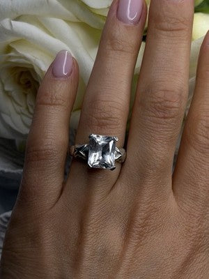 Art Deco Style 925 Sterling Silver Clear Cz Ring Size 7