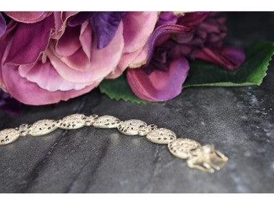 925 Sterling Silver Marcasites Openwork Bracelet Size 7 IN